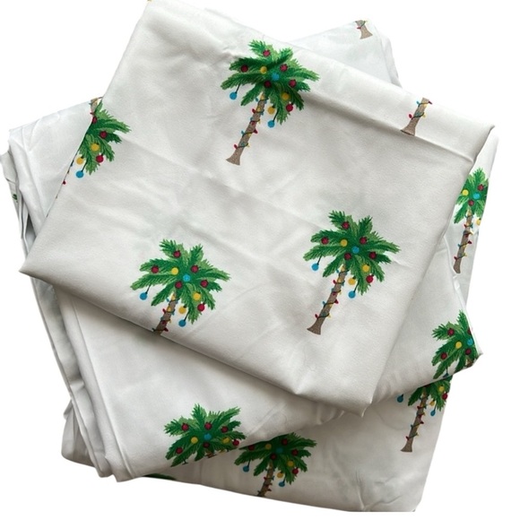 NWOT Cynthia Rowley Tropical Christmas Theme Twin Sheet Set - Picture 1 of 4
